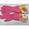 Long Cuff Hosehold Latex Gloves Flower Design DHL701